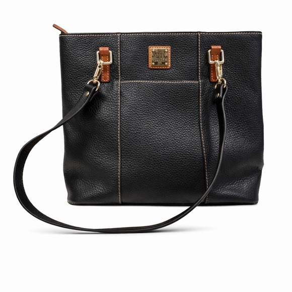 Dooney & Bourke Handbags - DOONEY & BOURKE LEXINGTON Black Brown Pebbled Leather Shoulder Tote Purse Bag